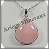 QUARTZ ROSE - Pendentif Argent - Goutte - 33x27 mm - W002 Madagascar