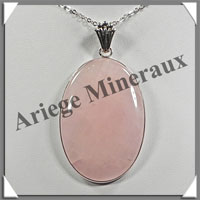 QUARTZ ROSE - Pendentif Argent - Ovale - 55x35 mm - W004