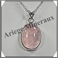 QUARTZ ROSE - Pendentif Argent - Ovale - 25x15 mm - W005