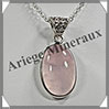 QUARTZ ROSE - Pendentif Argent - Ovale - 25x16 mm - W006 Brsil