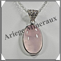 QUARTZ ROSE - Pendentif Argent - Ovale - 25x16 mm - W006