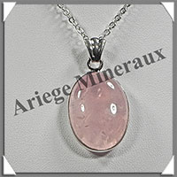 QUARTZ ROSE - Pendentif Argent - Ovale - 27x20 mm - W008