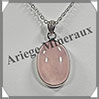 QUARTZ ROSE - Pendentif Argent - Ovale - 27x17 mm - W009 Brsil
