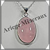 QUARTZ ROSE - Pendentif Argent - Ovale - 32x22 mm - W010 Brsil
