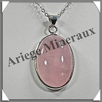QUARTZ ROSE - Pendentif Argent - Ovale - 32x22 mm - W010