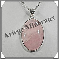 QUARTZ ROSE - Pendentif Argent - Ovale - 45x29 mm - W011