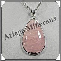 QUARTZ ROSE - Pendentif Argent - Free Form - 47x28 mm - W012