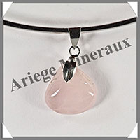 QUARTZ ROSE - Pendentif Argent - Goutte - 20x17 mm - W013