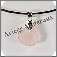 QUARTZ ROSE - Pendentif Argent - Goutte - 20x17 mm - W013