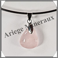 QUARTZ ROSE - Pendentif Argent - Goutte - 18x15 mm - W014