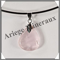 QUARTZ ROSE - Pendentif Argent - Goutte - 25x20 mm - W015