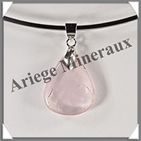 QUARTZ ROSE - Pendentif Argent - Goutte - 25x20 mm - W015