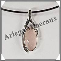 QUARTZ ROSE - Pendentif Argent - Ovale - 38x15 mm - W016