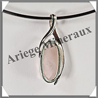QUARTZ ROSE - Pendentif Argent - Ovale - 38x15 mm - W016
