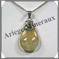 QUARTZ RUTILE (Cabochon Pridot) - Pendentif Argent - Goutte - 45 mm - C002
