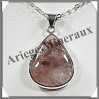 QUARTZ RUTILE - Pendentif Argent - Goutte - 25x20 mm - W003