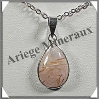 QUARTZ RUTILE - Pendentif Argent - Goutte - 20x15 mm - W006
