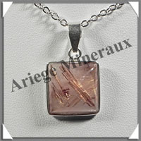 QUARTZ RUTILE - Pendentif Argent - Rectangle - 15x15 mm - W007