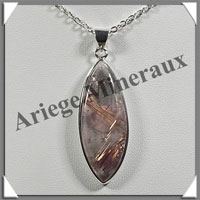 QUARTZ RUTILE - Pendentif Argent - Ovale - 40x15 mm - W009