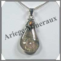 QUARTZ TOURMALINE (Cabochon Citrine) - Pendentif 