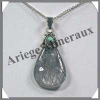QUARTZ TOURMALINE (Cabochon Turquoise) - Pendentif 