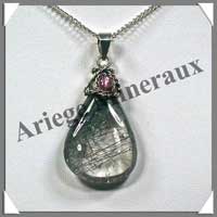 QUARTZ TOURMALINE (Cabochon Amthyste) - Pendentif 