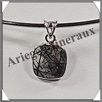 QUARTZ TOURMALINE - Pendentif Argent - Carr - 15x15 mm - W001