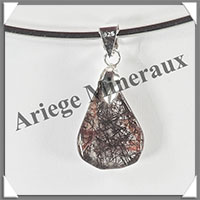 QUARTZ TOURMALINE - Pendentif Argent - Goutte - 25x10 mm - W005