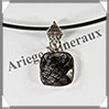 QUARTZ TOURMALINE - Pendentif Argent - Carr - 15x15 mm - W006 Brsil