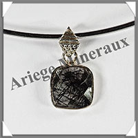 QUARTZ TOURMALINE - Pendentif Argent - Carr - 15x15 mm - W006