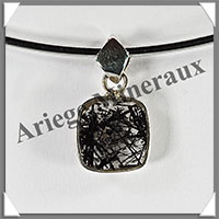 QUARTZ TOURMALINE - Pendentif Argent - Carr - 15x15 mm - W006