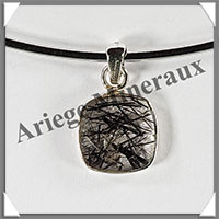 QUARTZ TOURMALINE - Pendentif Argent - Carr - 14x14 mm - W007