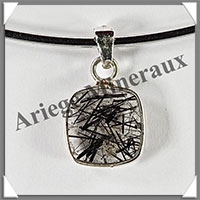 QUARTZ TOURMALINE - Pendentif Argent - Carr - 14x14 mm - W007
