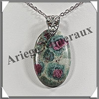RUBIS (Fushite) - Pendentif Argent - Ovale - 35x22 mm - W001