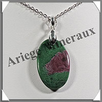 RUBIS (Zoizite) - Pendentif Argent - Ovale - 40x20 mm - W004