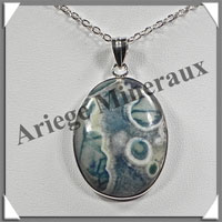 SODALITE Craquele - Pendentif Argent - Ovale - 33x25 mm - W002