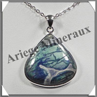 SODALITE Craquele - Pendentif Argent - Goutte - 32x30 mm - W003