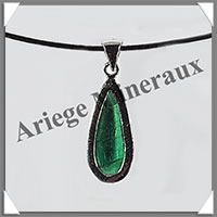 TOURMALINE Verte - Pendentif Argent - Goutte - 24x10 mm - M001