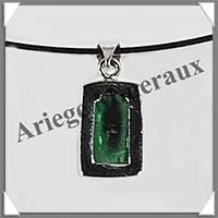 TOURMALINE Verte - Pendentif Argent - Rectangle - 20x10 mm - M003