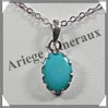 TURQUOISE (Vritable) - Pendentif Argent - Ovale - 15x10 mm - W001 Iran