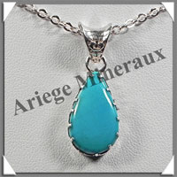 TURQUOISE (Vritable) - Pendentif Argent - Goutte - 18x10 mm - W002