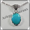 TURQUOISE (Vritable) - Pendentif Argent - Ovale - 18x12 mm - W003 Iran
