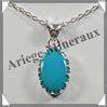 TURQUOISE (Vritable) - Pendentif Argent - Ovale - 20x11 mm - W004 Iran