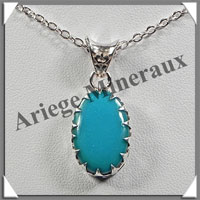 TURQUOISE (Vritable) - Pendentif Argent - Ovale - 20x11 mm - W004