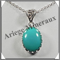 TURQUOISE (Vritable) - Pendentif Argent - Ovale - 22x15 mm - W005
