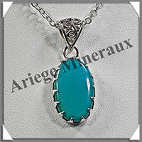 TURQUOISE (Vritable) - Pendentif Argent - Ovale - 20x10 mm - W008