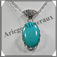 TURQUOISE (Vritable) - Pendentif Argent - Ovale - 22x15 mm - W009