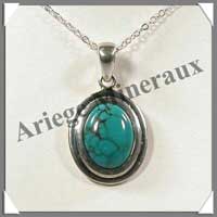 TURQUOISE (Vritable) - Pendentif Argent - Ovale - 40 mm - C001