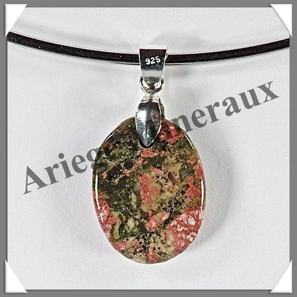 UNAKITE - Pendentif Argent - Ovale - 28x15 mm - W009