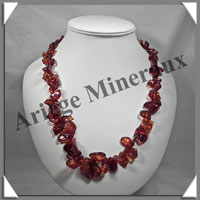 AMBRE - Sautoir Nuggets - Gros Morceaux - Caramel Fonc - 60 cm - L001